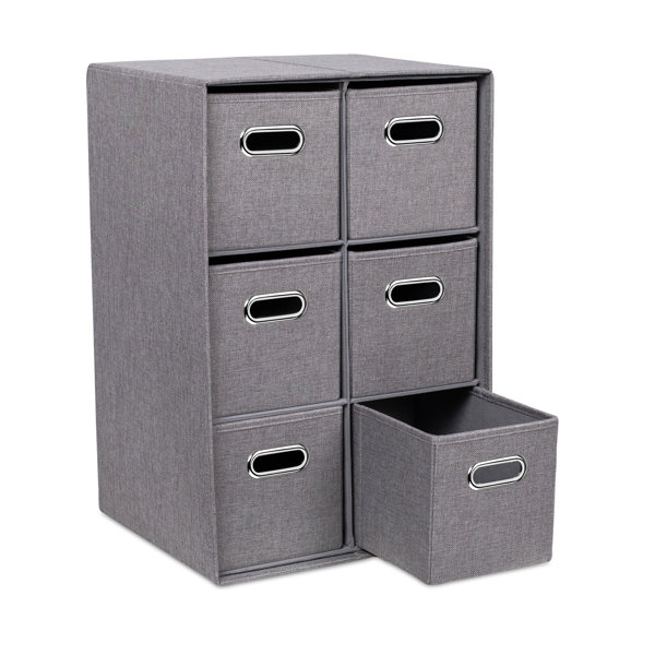 Inbox Zero Blush Linen Cube Organizer Shelf With 6 Storage Bins